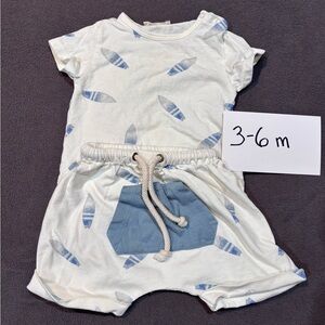 Adorable Baby Romper with Blue Accents